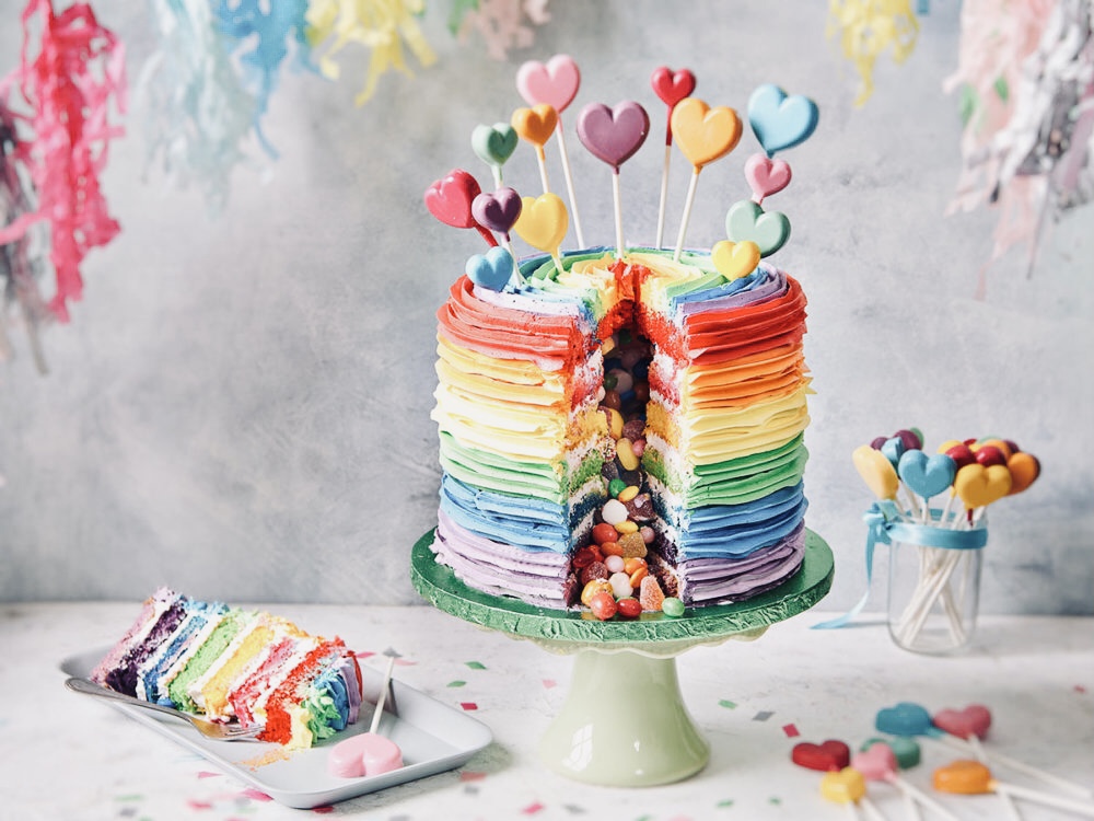 Rainbow cake Recipe | With 9 Easy Steps.